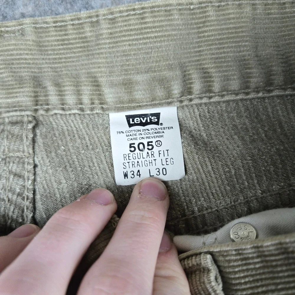 Vintage Levi's 505 Corduroy Pants Mens 34x30 Tan Straight Leg Skater Grunge 90s